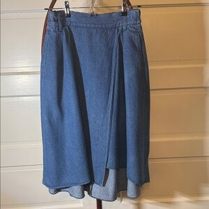 WEGO Brownie Asymmetrical High-Low Denim Midi Skirt Elastic Waist L